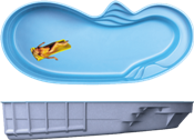 Бассейн композитный  "Монако-stepless" 8,66 х 3,7, глубина 1,17 - 1,71  . Серия "Prime" -  Оборудование для бассейнов Екатеринбург Оборудование для бассейна