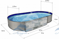 Бассейн ГИГАБАСС овальный вкапываемый 10х5,5х1,5 м каркасный морозоустойчивый -  Оборудование для бассейнов Екатеринбург Оборудование для бассейна